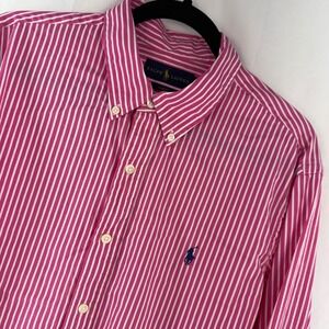 Ralph Lauren Mens XL Pink‎ Striped Slim Fit Long Sleeve Button Down Shirt